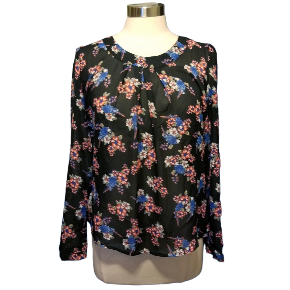 ASH New York | Floral Surplice Long Sleeve Blouse Size Large